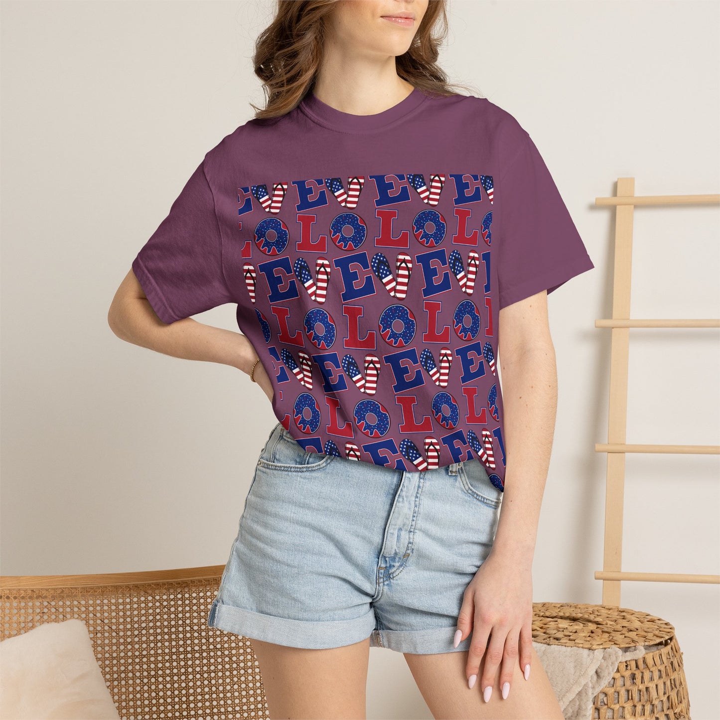 Patriotic LOL Pattern T-Shirt | Red White Blue Text Tee
