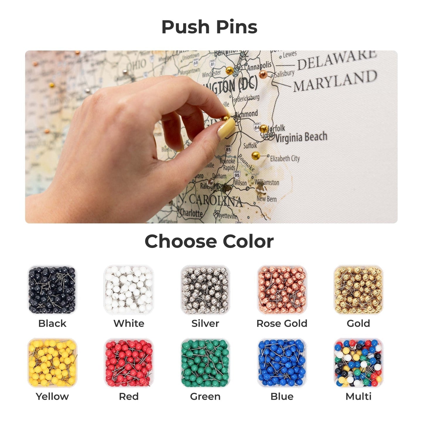 Wooden Canvas USA Map - Colorful