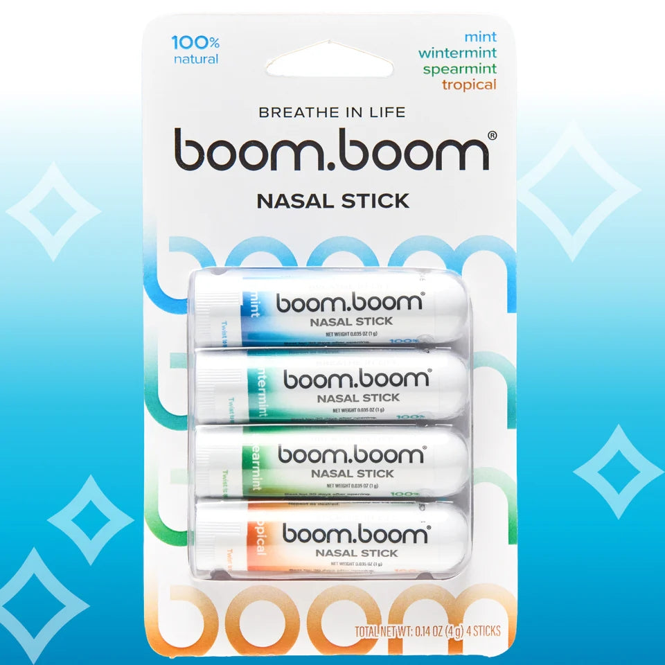 BoomBoom Nasal Stick | Vapor Flow Technology | Cool Refreshing Sensation | Natural Mood Boost | Simple Ingredients | Essential Oils + Menthol Inhaler (Mint, Wintermint, Tropical)