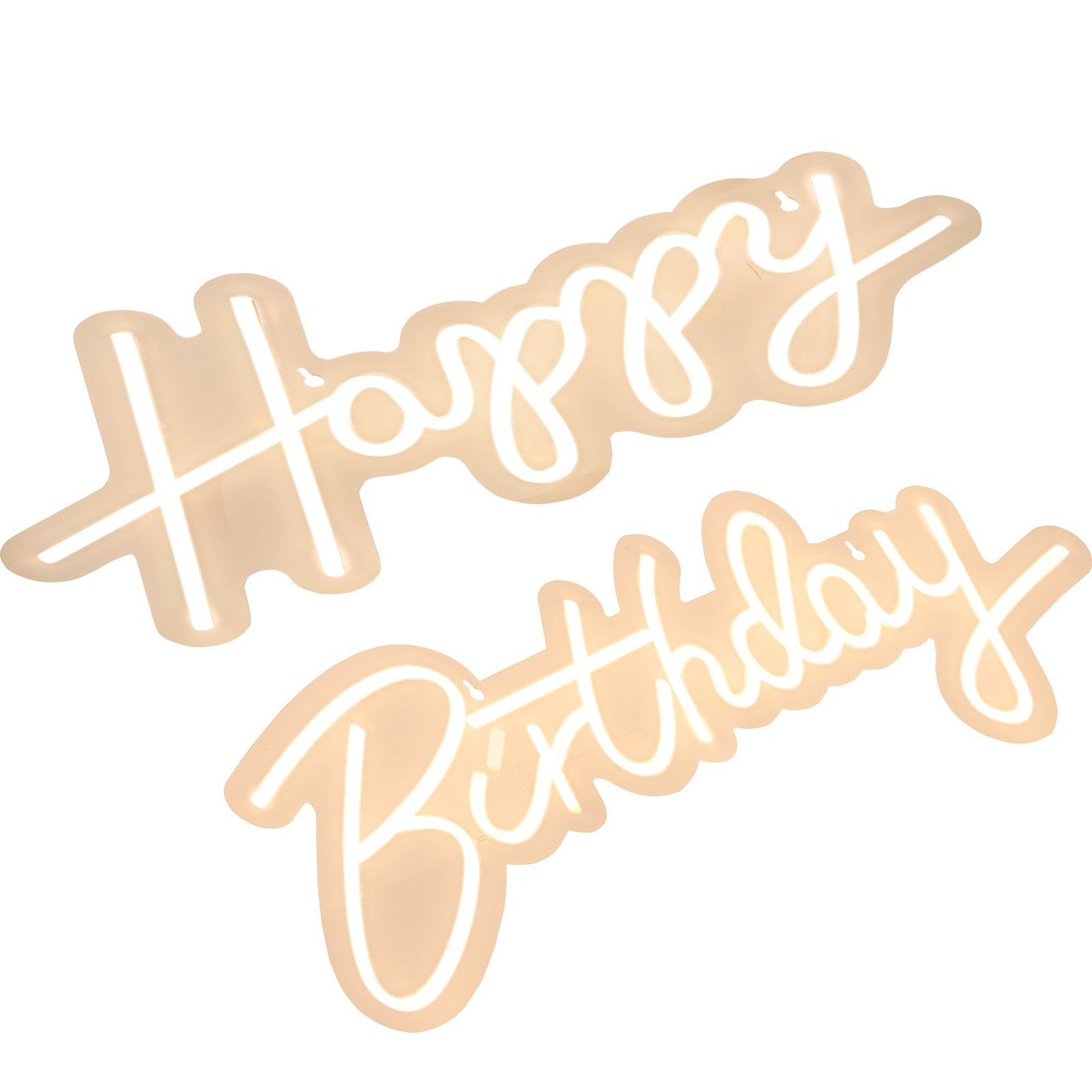 VEVOR Happy Birthday Neon Sign, 18" x 8" & 26" x 7.5" LED Neon Lights Signs, Adjustable Brightness with Dimmer Switch and Power Adapter, Reusable for Party, Club, Celebration and Decoration Warm White