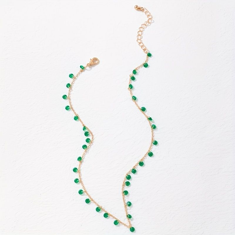 St. Patrick's Day Vintage Irregular Green Pendant Necklace Neck Chain Choker