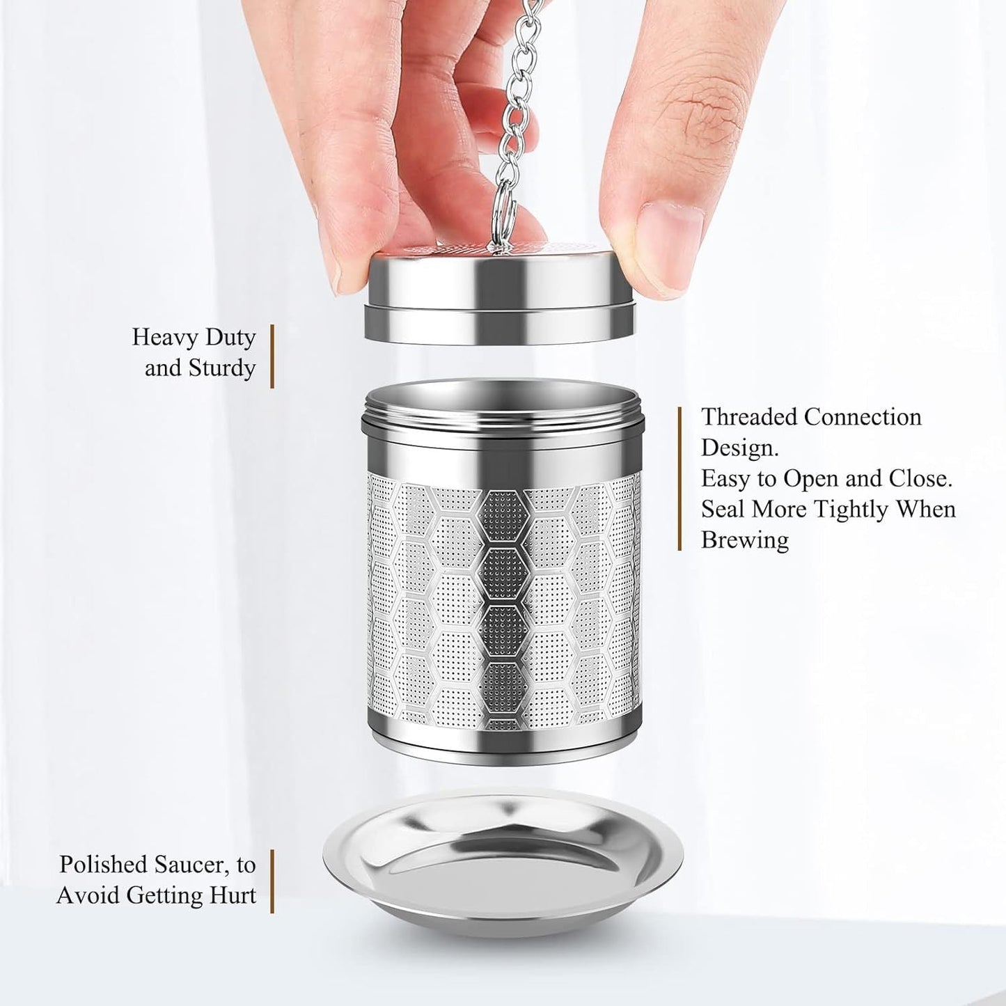 Tea Infusers for Loose Tea, (2 Pack) 18/8 Stainless Steel Tea Strainer Set, Extra Fine Mesh Tea Steeper for Brew Tea, Spices & Seasoning