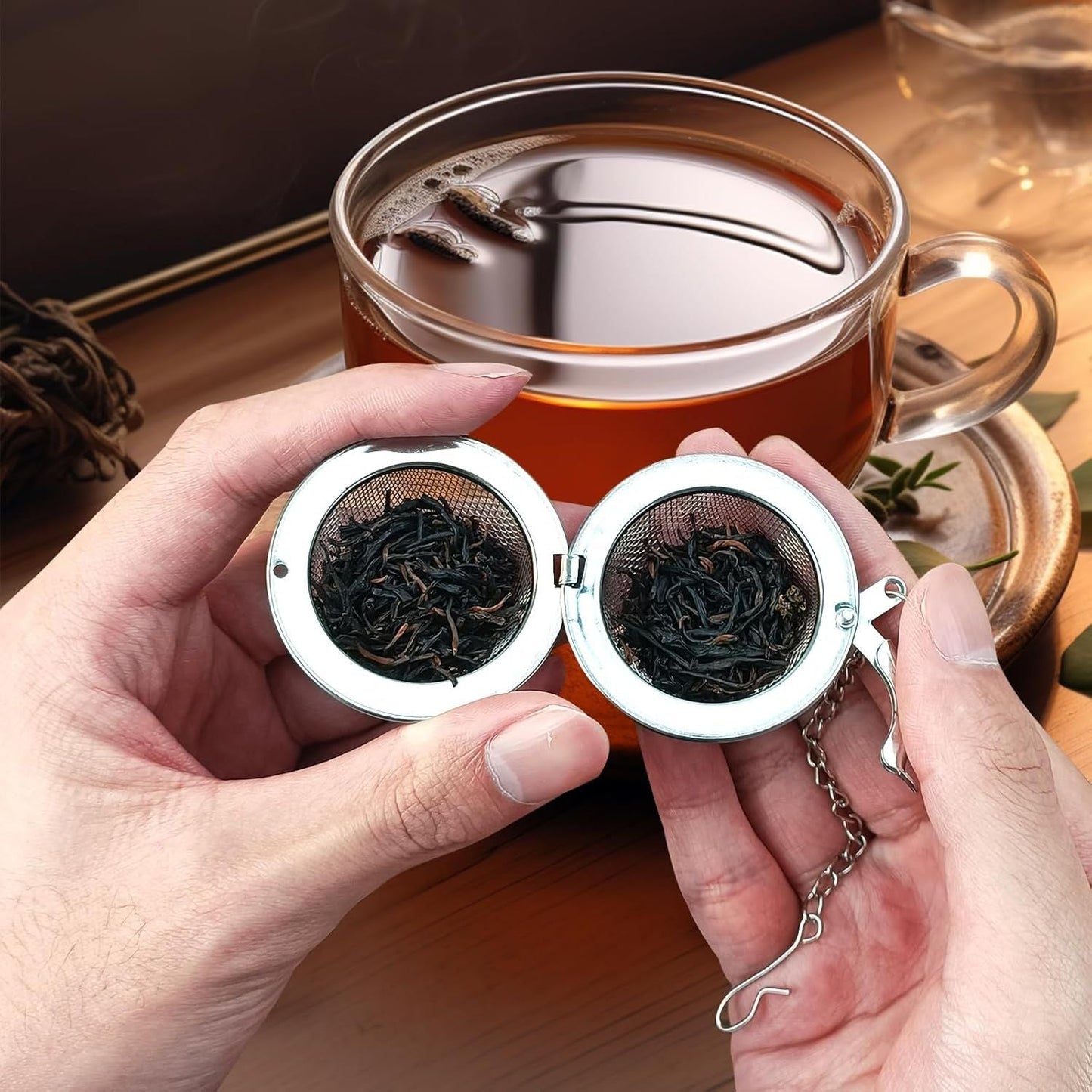 2Pcs Stainless Steel Mesh Tea Infuser, 2.1 inch Tea Ball with Crystal Moon Pendant,Tea Strainer Tea Diffuser Tea Steeper for Filtering Tea,Tea Infusers for Loose Tea (Crystal Moon, 2PC)
