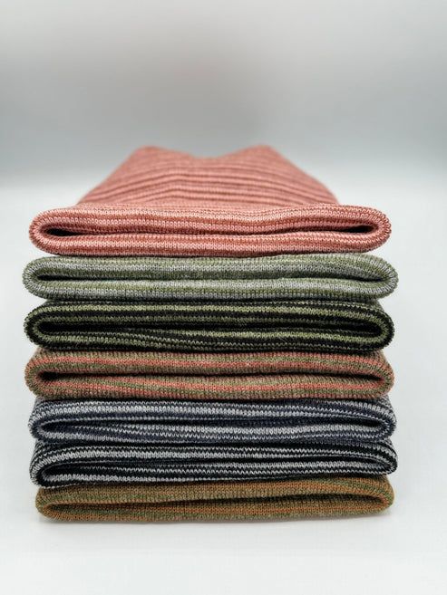 Modern Theta Stitch Contrast Cuffed Beanie (Patent Pending Design)-Pink/Burgundy, Made in USA