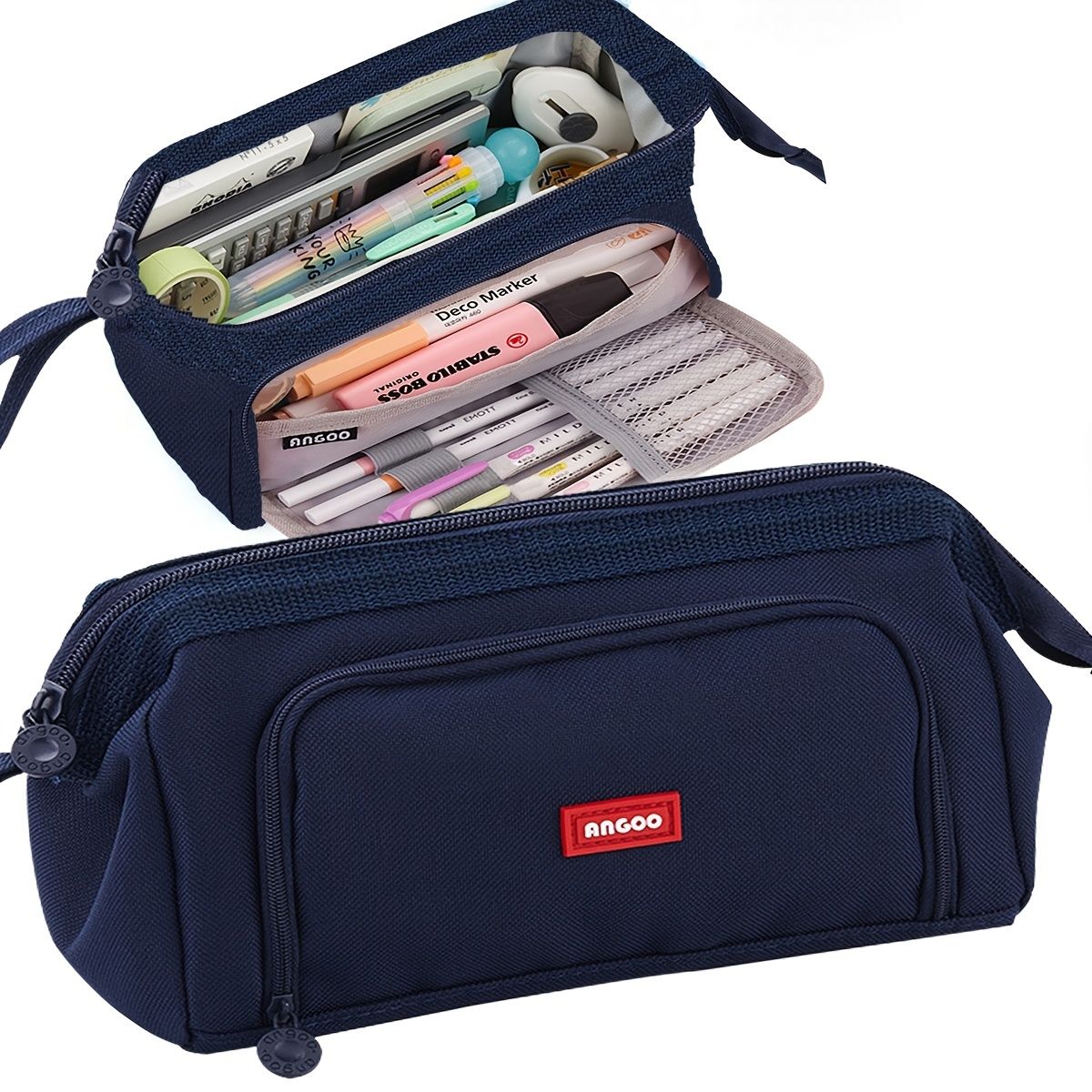 Maximize Your Storage Space with this Large Capacity Canvas Pencil Case!