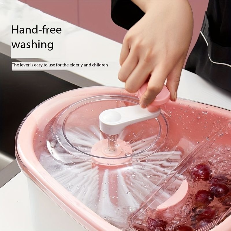 1pc, Efficient Fruit and Vegetable Washer - Spin Cleaning Machine for Fruits and Vegetables - Manual Fruit Cleaner Device - Kitchen Tool for Healthy and Clean Produce