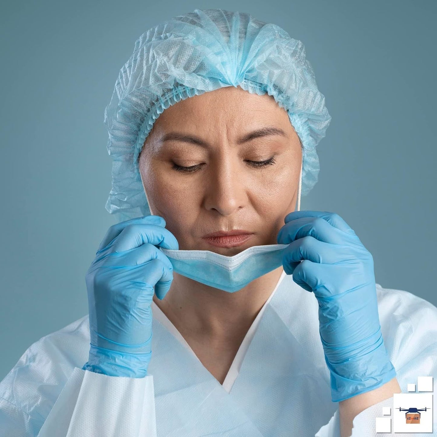 Blue Pleated Bouffant Hair Nets 24'; Disposable Hair Covers for Nurses Pack of 1000; Breathable Polypropylene Bouffant Caps; Disposable Hair Caps for Nurses with Elastic Stretch Band