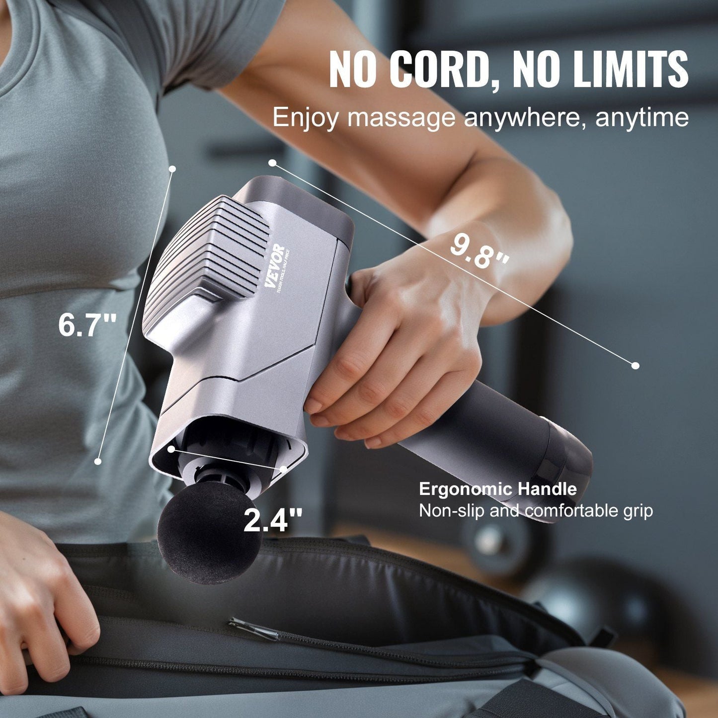 VEVOR Deep Tissue Percussion Massage Gun - 8 Speeds & 6 Heads for Athletes, Portable Handheld Massager for Pain Relief & Muscle Recovery