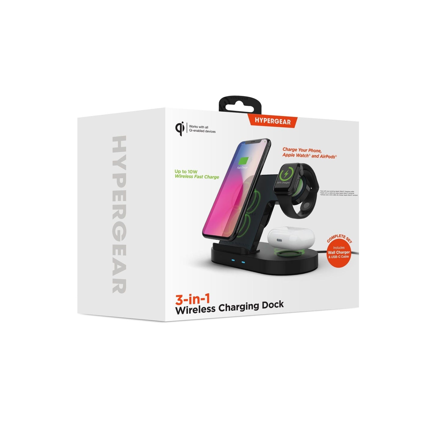 HyperGear 3-in-1 Wireless Charging Dock Black