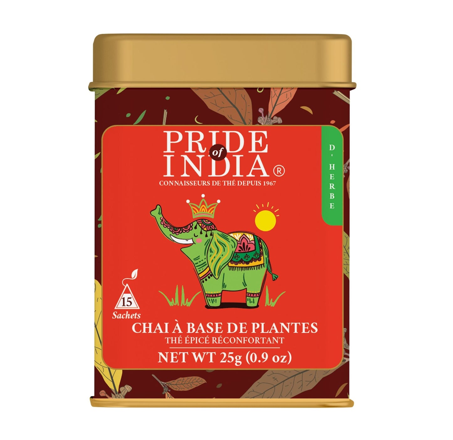 Pride Of India Herbal Chai (Comforting Spiced Tea), 15 Tea Bags