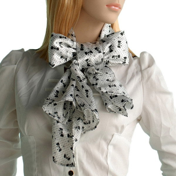 Blando White Lovely Bowknot Design Natural Elegant Silk Scarf/Wrap/Shawl(Large)