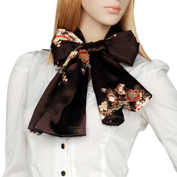 Blando Brown Flowers Floral Patterns Exquisitely Elegant comfy Silk Scarf/Wrap/Shawl(Large)
