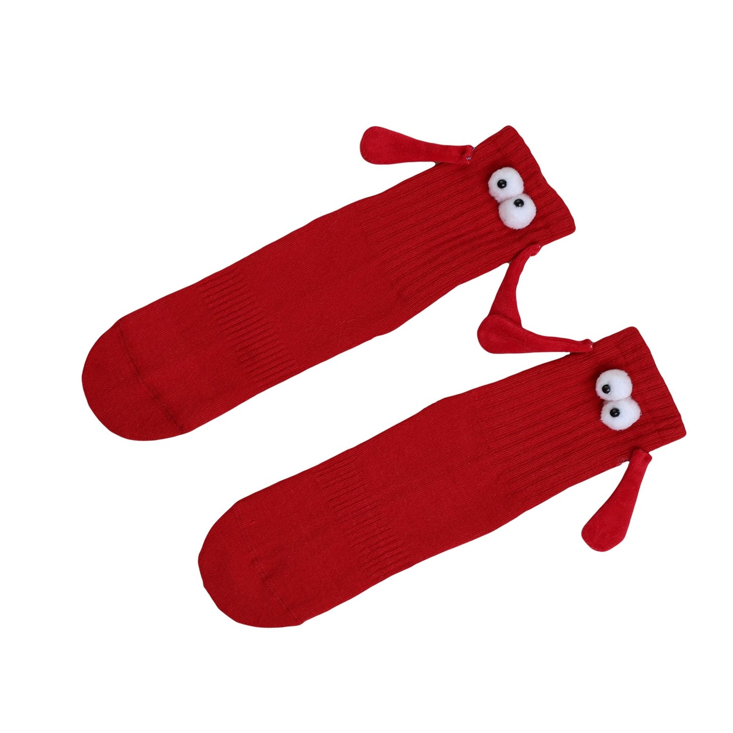 Magnetic Holding Hands Socks with Cartoon Eyes Couples Socks for Valentines Day 1 Pair