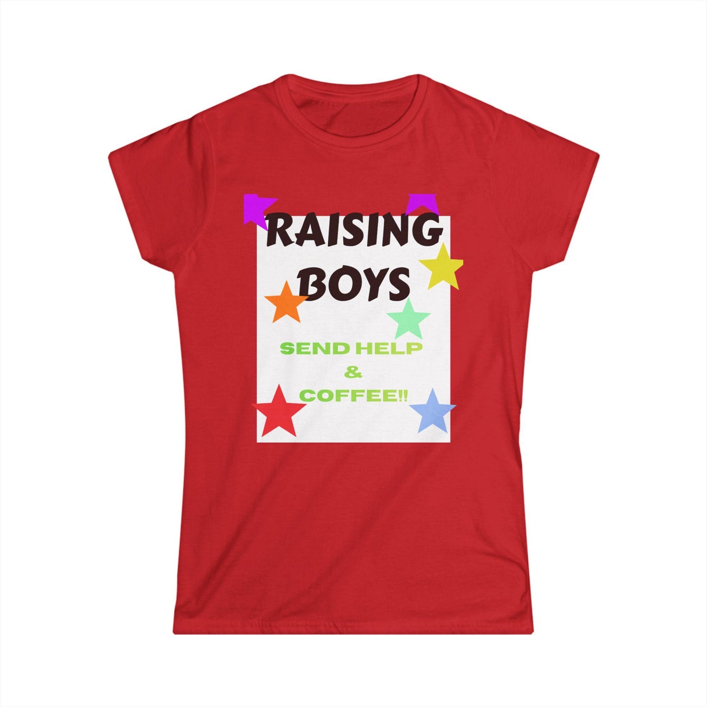 Raising Boys Send Help & Coffee Tee | Funny Parenting Shirt
