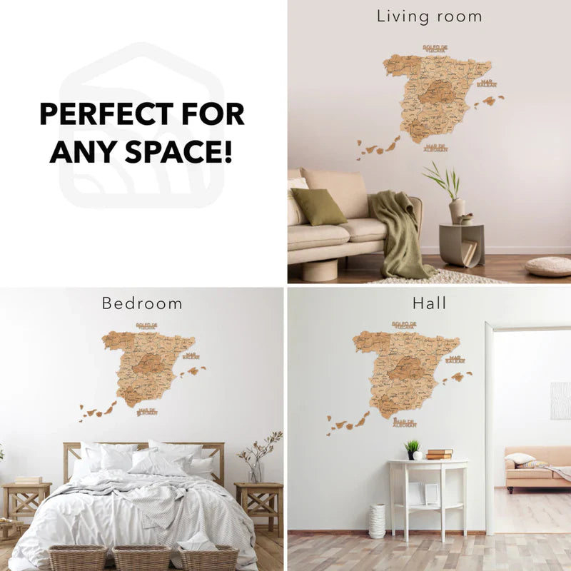 Wooden Map of Spain – Gold