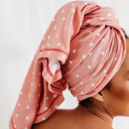 Dusty Pink Polka Dot Tee-Owel — Curlykiet Edition