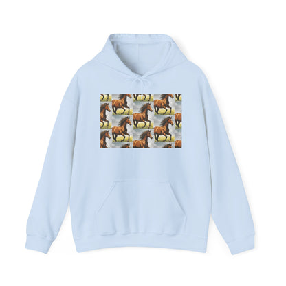 Brown Horse Pattern Hoodie | Galloping Horse Repeat Design