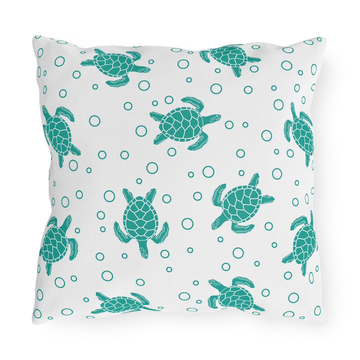 Sea Turtle Outdoor Pillow – Teal Nautical Patio Cushion