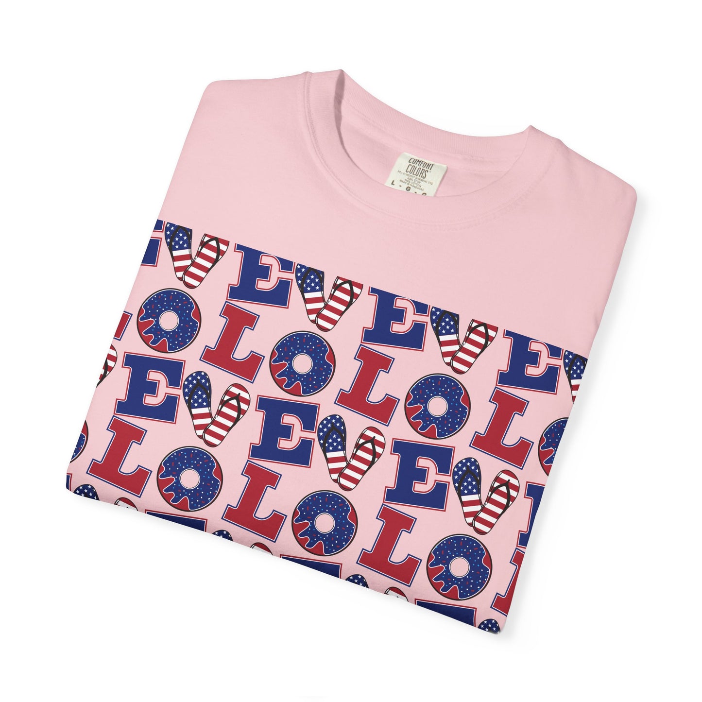 Patriotic LOL Pattern T-Shirt | Red White Blue Text Tee
