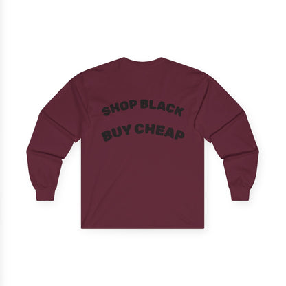 Unisex Long Sleeve Tee - Shop Black, Buy Cheap, Trendy Gift for Shoppers, Sustainable Fashion, Everyday Wear, Casual Style
