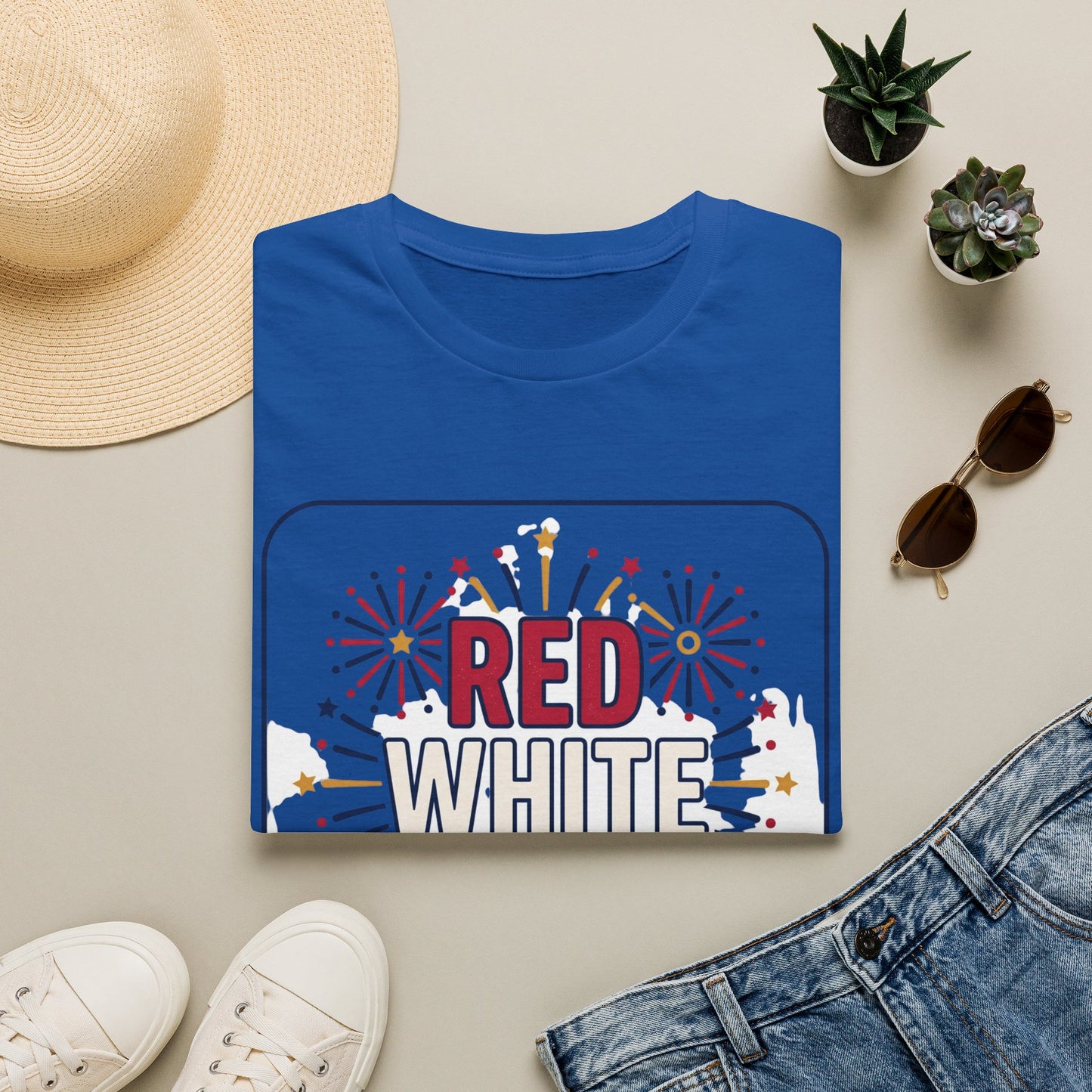 Red White Blue fireworks T-Shirt | Fourth of July patriotic tee