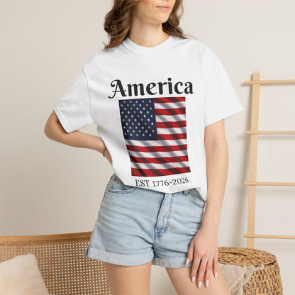 America Flag EST 1776-2026 T-Shirt | 250 Years Eagle Back Graphic