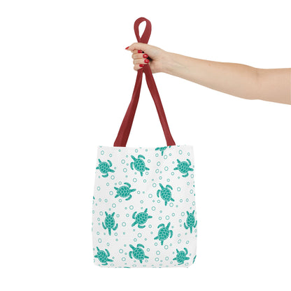 Teal Sea Turtle Pattern Tote Bag | Repeating Turtle Print