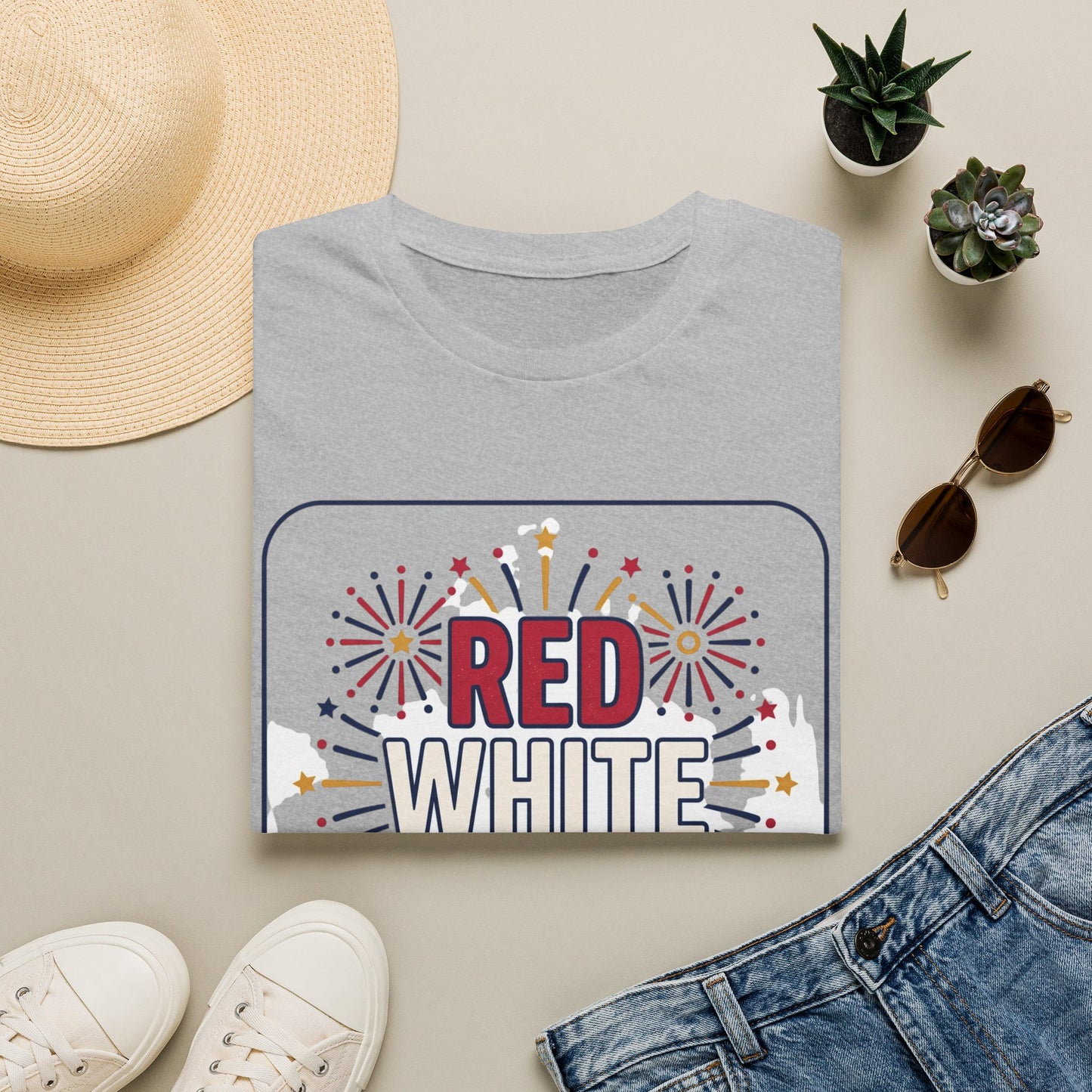 Red White Blue fireworks T-Shirt | Fourth of July patriotic tee
