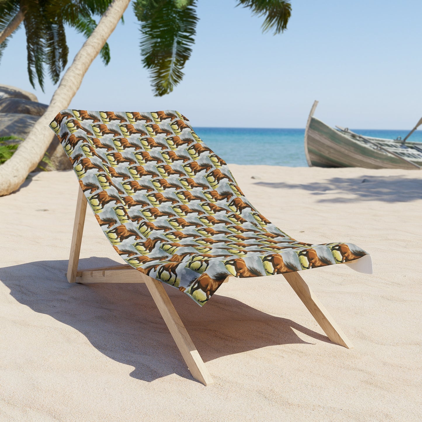 Sunset Horse Pattern Beach Towel | Repeating Horse Design