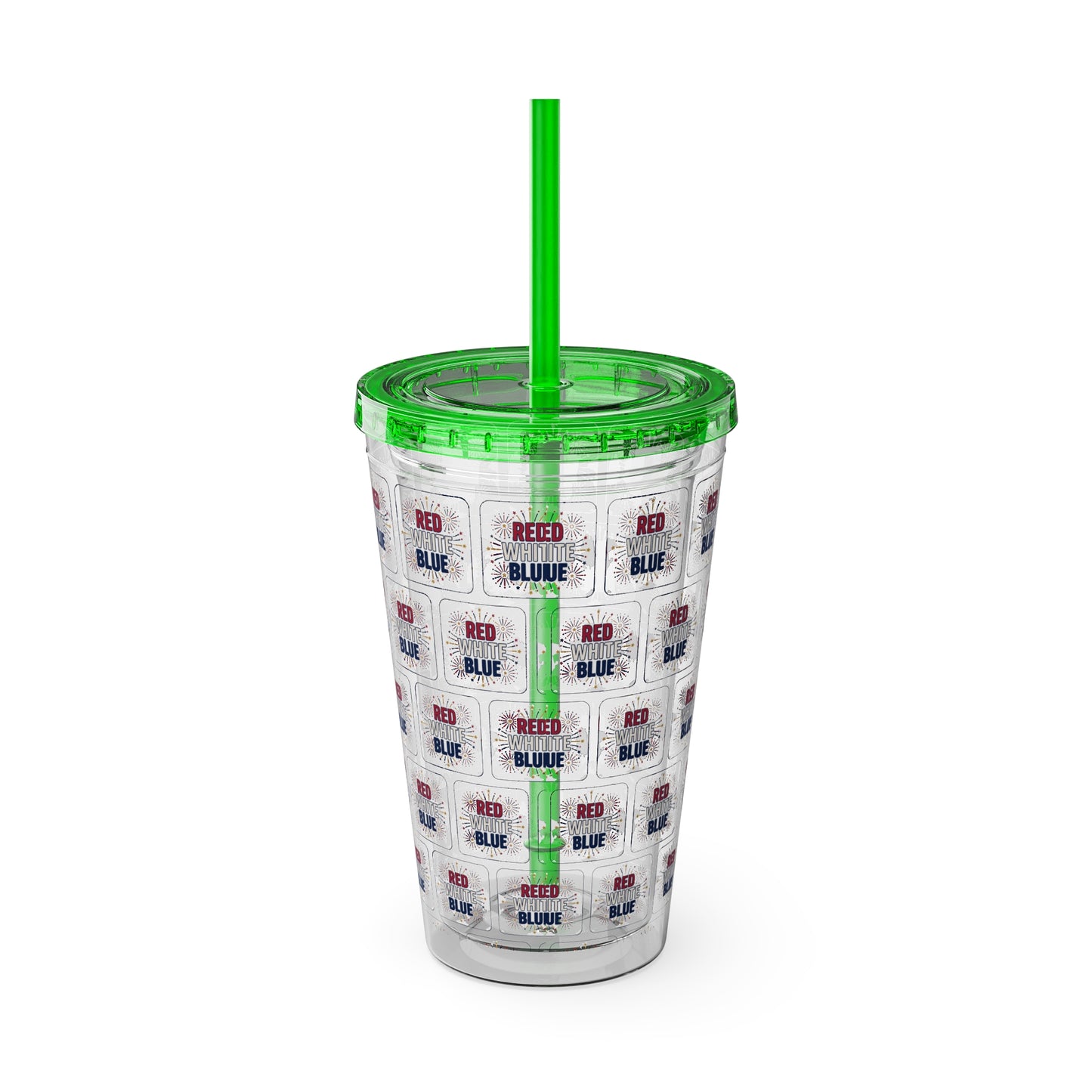 Red White Blue flag pattern Tumbler | 16oz straw cup