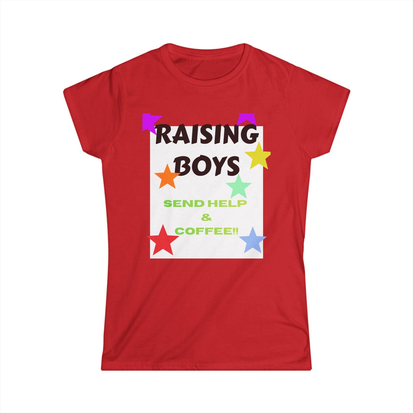 Raising Boys Send Help & Coffee Tee | Funny Parenting Shirt