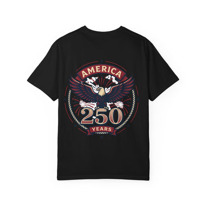 Patriotic Unisex T-Shirt, Celebrating America's 250th Anniversary, Vintage Eagle Design, Gift for Independence Day, USA Pride