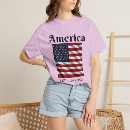 America Flag EST 1776-2026 T-Shirt | 250 Years Eagle Back Graphic