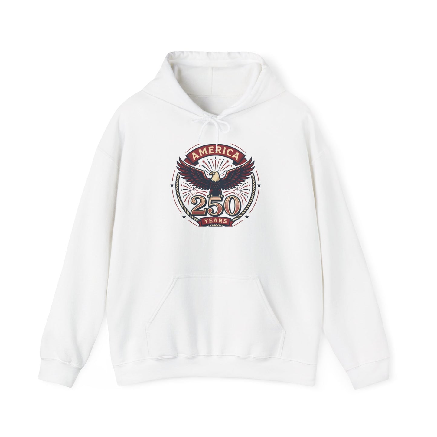 America 250 Years Eagle Graphic Hoodie | Fireworks Backprint