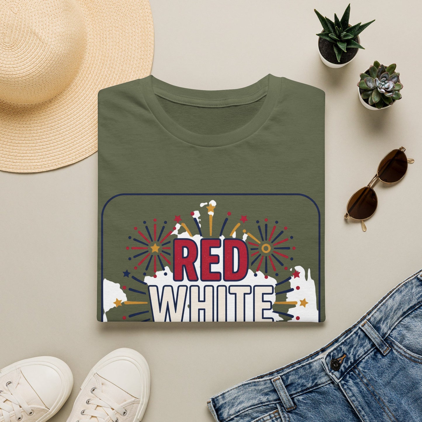 Red White Blue fireworks T-Shirt | Fourth of July patriotic tee