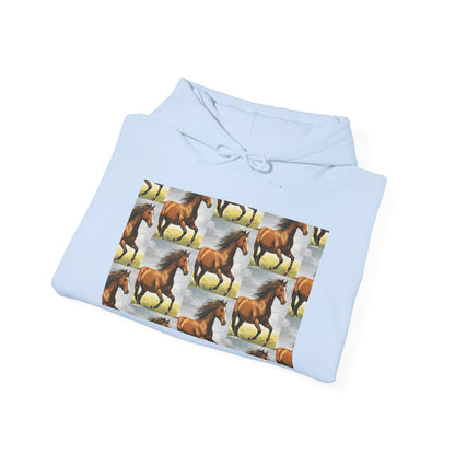 Brown Horse Pattern Hoodie | Galloping Horse Repeat Design