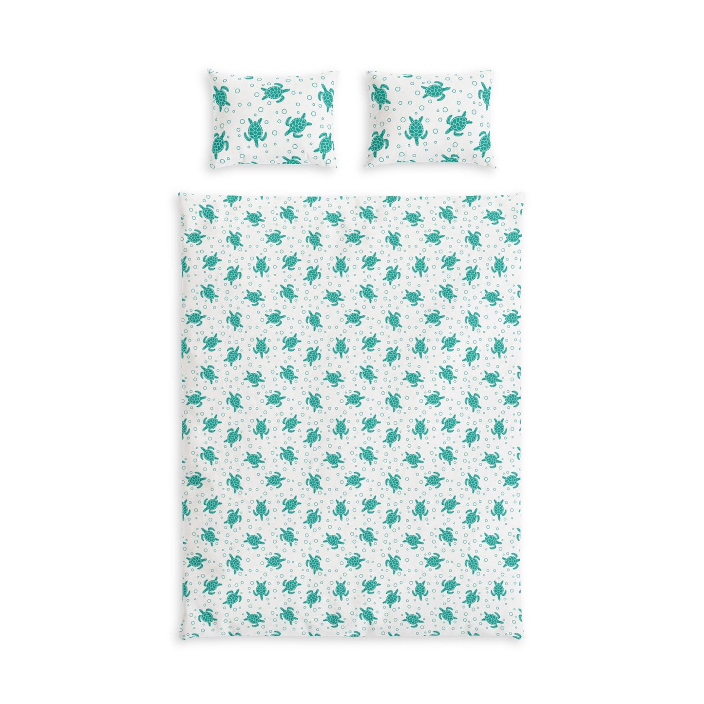 Teal Sea Turtle Pattern Bed Set | Coastal Nautical Bedding, Kids Ocean Theme