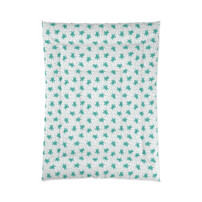 Turquoise Floral Pattern Comforter | Teal Flower All-Over Print