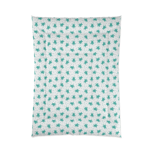 Turquoise Floral Pattern Comforter | Teal Flower All-Over Print