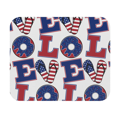 Patriotic LOL Pattern Mouse Pad | American Flag Donut Flip Flop Design