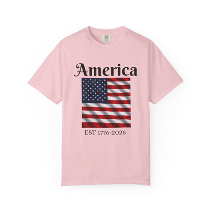America Flag EST 1776-2026 T-Shirt | 250 Years Eagle Back Graphic