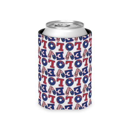 Patriotic LO Pattern Can Cooler | 4th of July, Americana Drink Sleeve