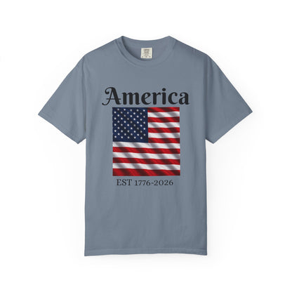 America Flag EST 1776-2026 T-Shirt | 250 Years Eagle Back Graphic