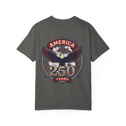 Patriotic Unisex T-Shirt, Celebrating America's 250th Anniversary, Vintage Eagle Design, Gift for Independence Day, USA Pride