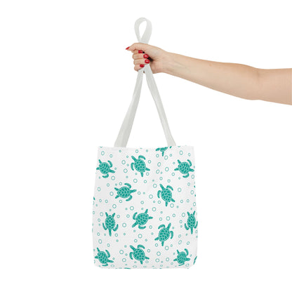 Teal Sea Turtle Pattern Tote Bag | Repeating Turtle Print