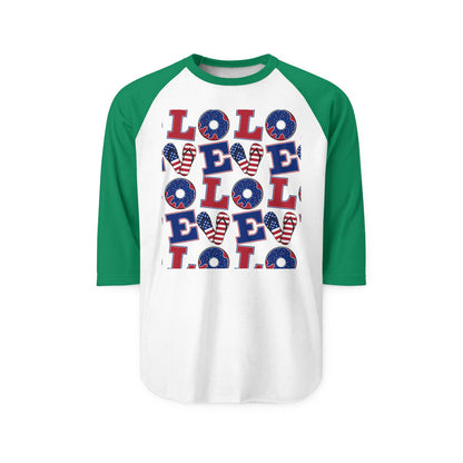 Patriotic LOL Pattern Raglan Shirt | American Flag Skull Letters
