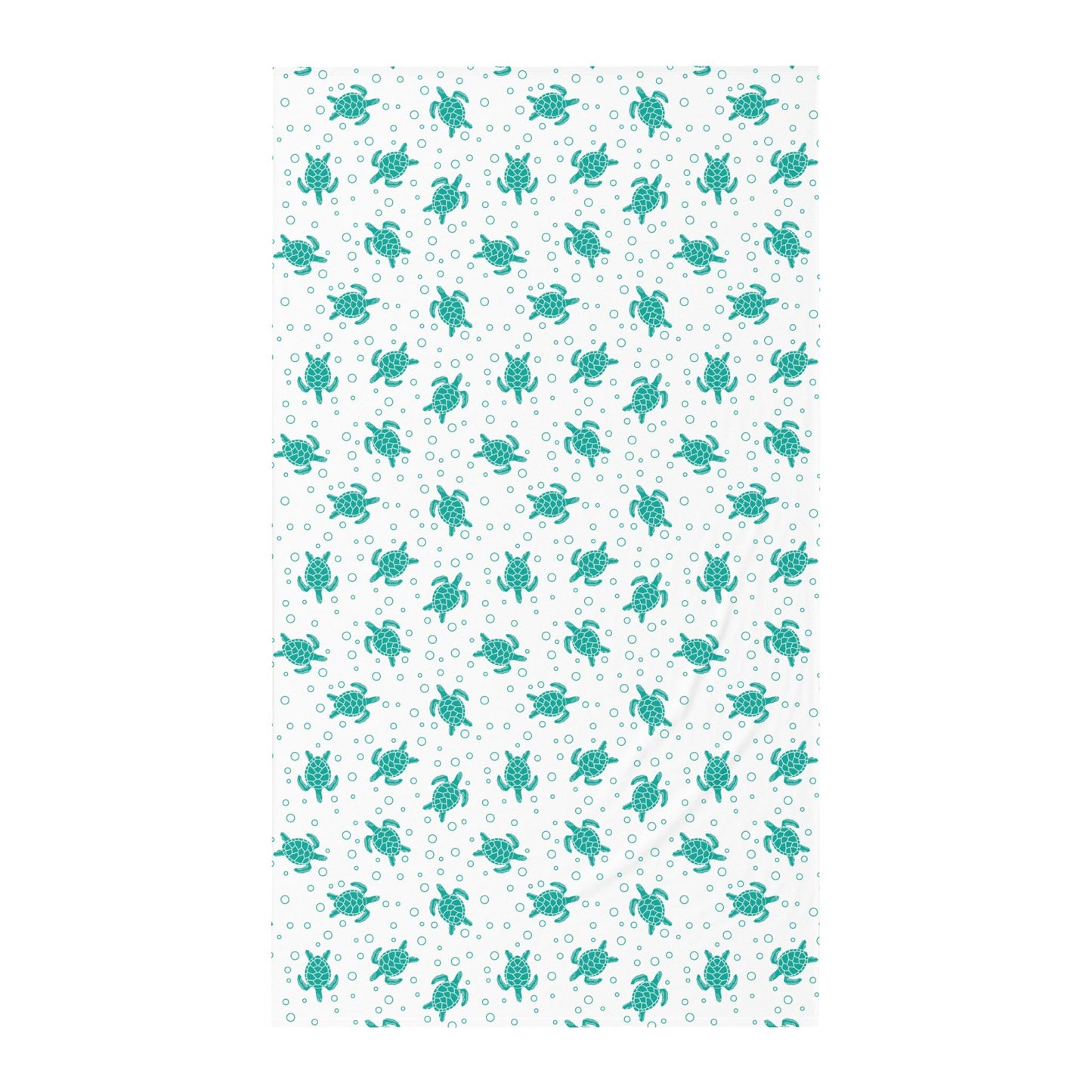 Teal Sea Turtle Pattern Twin Flat Sheet | Ocean Kids Bedding
