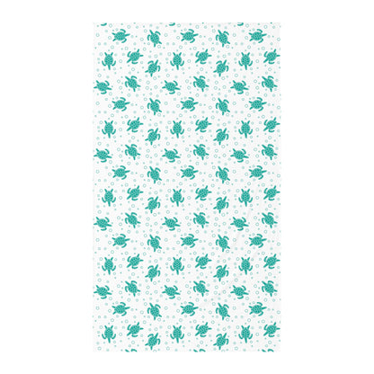 Teal Sea Turtle Pattern Twin Flat Sheet | Ocean Kids Bedding