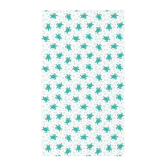 Teal Sea Turtle Pattern Twin Flat Sheet | Ocean Kids Bedding