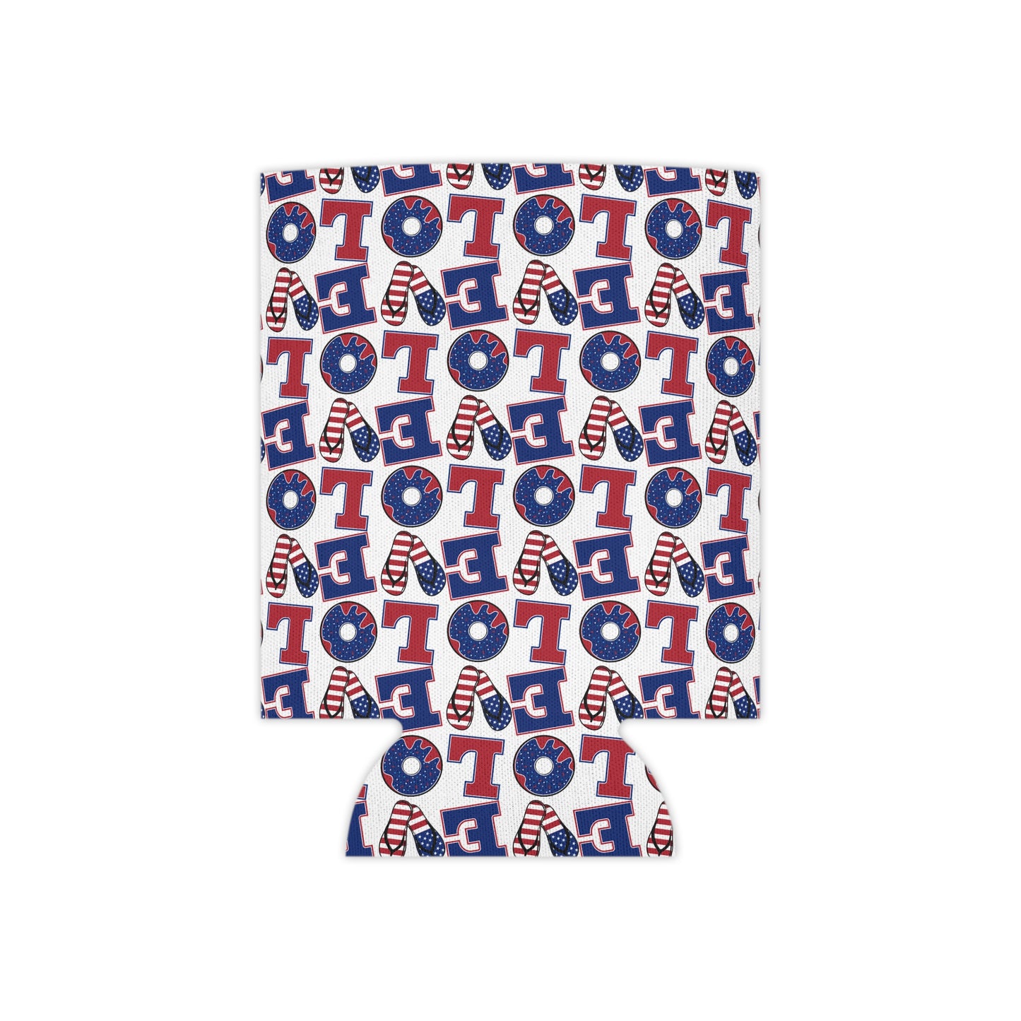 Patriotic LO Pattern Can Cooler | 4th of July, Americana Drink Sleeve
